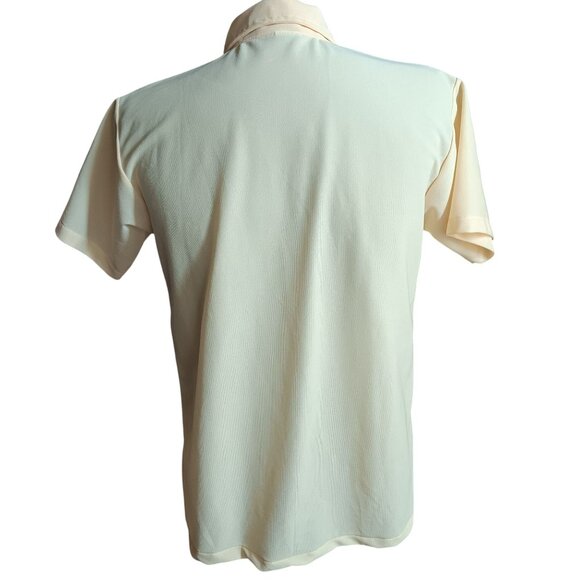 Large Vintage 1970's Polo Shirt Custom Casual Yellow Polyester Stretch Disco - Picture 4 of 5